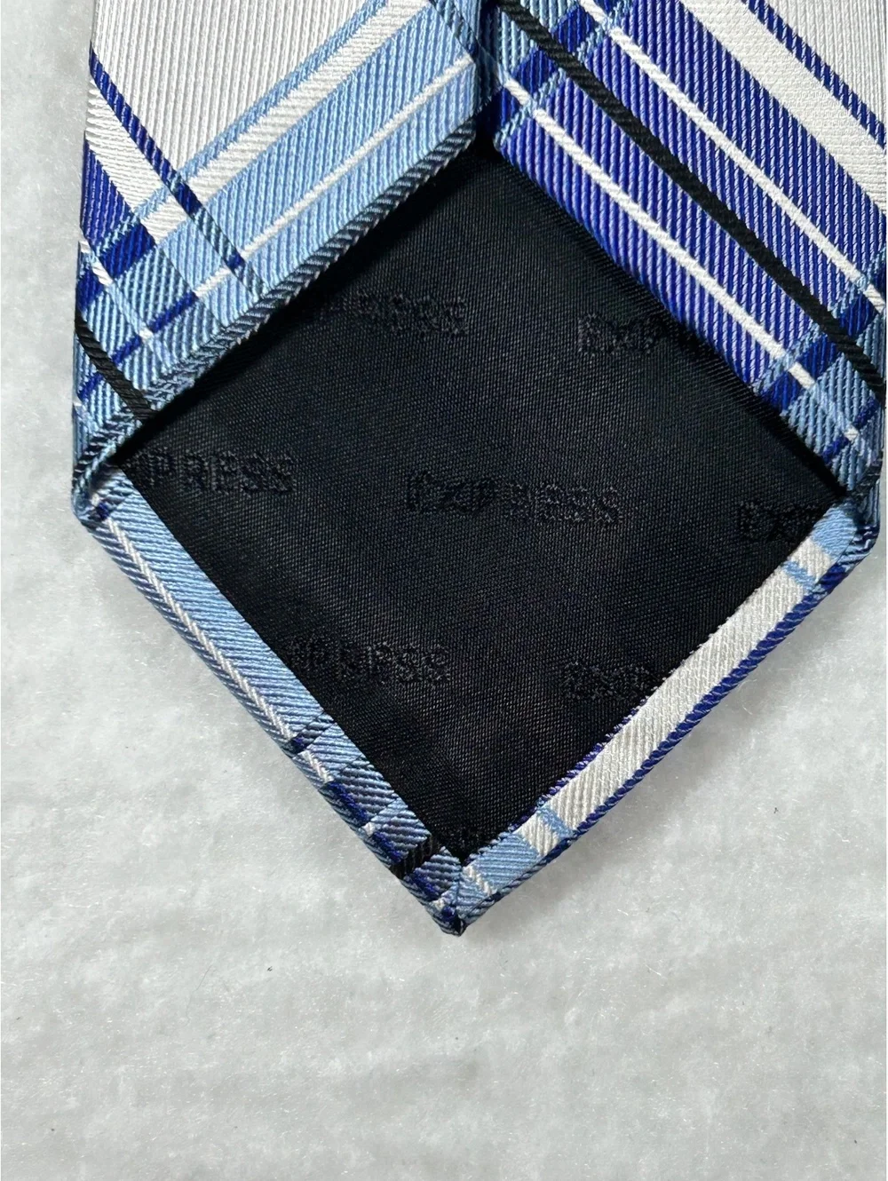 Express Men's Blue Plaid Silk Tie